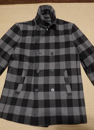 Теплое клетчатое полушерстяное полупальто casablanca франция / марокко xl.