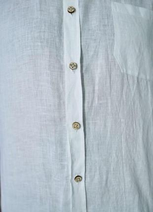 Льняная мужская рубашка на короткий рукав vil'ni ливерпуль белый6 фото