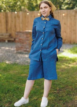 Льняные женские шорты vil'ni ель-пасо синий