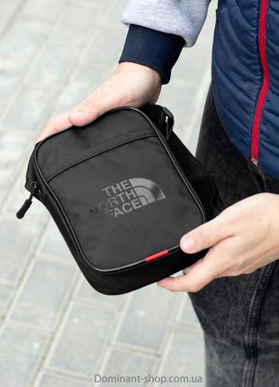 Маленька сумка месенджер чоловіча the north face small чорна з тканини через плече tnf молодіжна2 фото