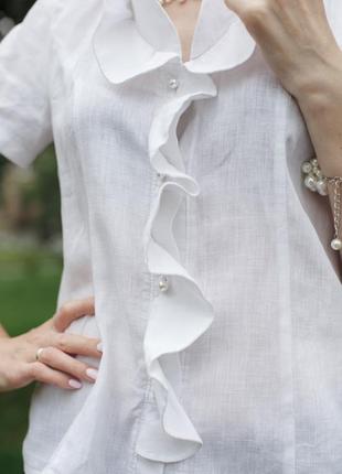 Льняная женская блуза vil'ni вичита белый2 фото