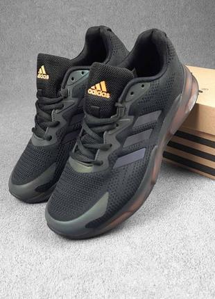 Мужские кроссовки adidas черные с оранжевым / smb