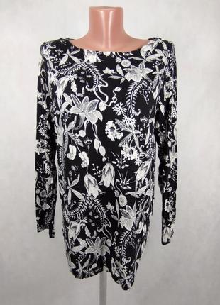 Блузка котон черная белая цветы