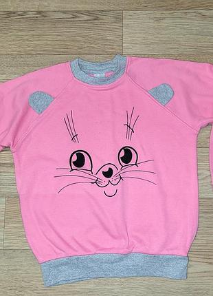 Кофта свитшот киса с мордочкой котика и ушками на для девушки