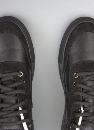 Черные кеды на платформе кожаные женская обувь больших размеров 40-44 cosmo shoes olivia ked black bs9 фото