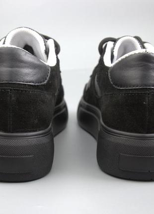 Черные кеды на платформе кожаные женская обувь больших размеров 40-44 cosmo shoes olivia ked black bs4 фото