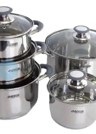 Benson bn-192  набор посуді для кухни, из нержавеющей стали, 4 кастрюли + сотейник5 фото