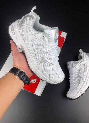 Женские кроссовки new balance белые с серым