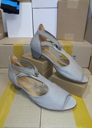 Жіночі босоніжки на підборах gabor (широка стопа, м’який нубук, німеччина) #r037