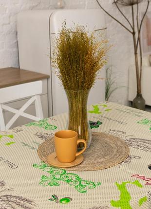 Скатертина лляна 150х220 см (розкладний стіл) маслини5 фото