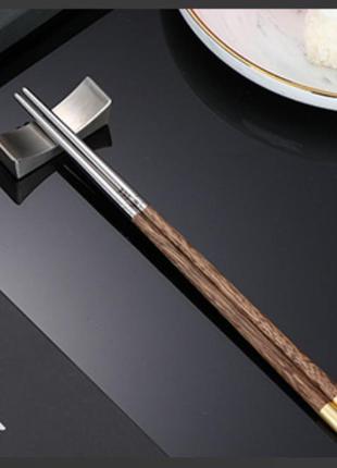 Многоразовые китайские палочки для еды из премиальных сортов красного дерева "крыло птицы" + нержавейка