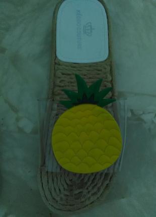 Шлепки пляжные сланцы прозрачные хит ананас3 фото