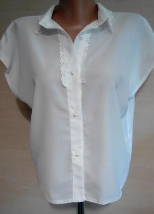Легка блуза сорочка з мереживним коміром .7 фото