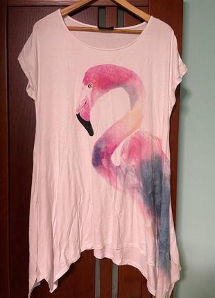 Туника с красивым принтом "фламинго" 12-14 размера