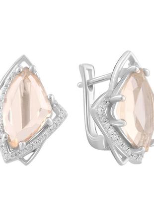 Срібні сережки з mорганітом nano 5.985ct (2088134)