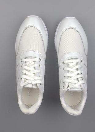 Белые летние кроссовки кожа с сеточкой женская обувь повседневная на легкой подошве cosmo shoes classic white9 фото