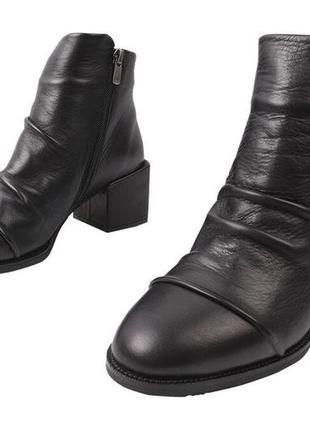 Ботинки женские из натуральной кожы,черные,на небольшом каблуке,турция sattini, 395 фото