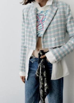 Фантастичний твідовий піджак із щільної тканини від бренду zara7 фото