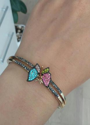 Литой браслет с бабочкой бижутерия2 фото