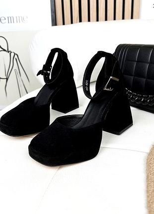 Туфлі, чорні, натуральна замша