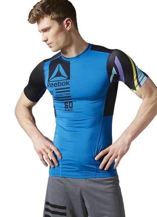 Компрессионная футболка reebok crossfit compression activechill speedwick t-shirt blue/black