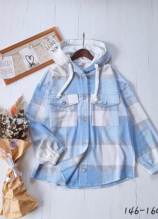 Теплая байковая рубашка с капишоном 2