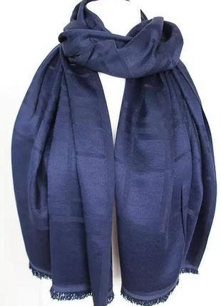 Темно синий шарф двусторонний палантин индиго