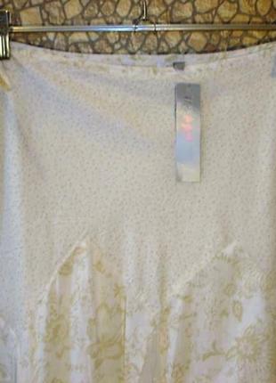 Шикарная белая юбка с шифоновыми ставками "marks & spencer" 14 р сток3 фото
