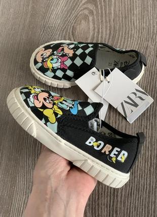 Дитячі кеди zara/mickey mouse/сліпони зара/детские кеды/кроссовки/кросівки