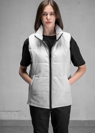 Куртка жилетка without світло-сіра жіноча1 фото
