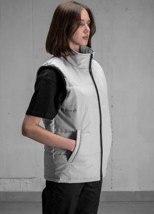 Куртка жилетка without світло-сіра жіноча2 фото