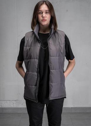 Куртка жилетка without темно-сіра жіноча2 фото