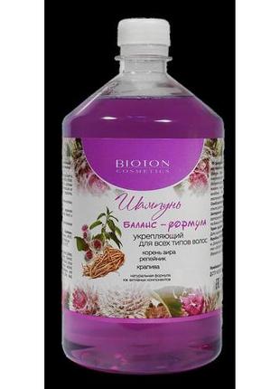 Шампунь баланс-формула зміцнюючий для всіх типів волосся "корінь аїру, реп'ях, кропива" , 1000 мл. біотон1 фото