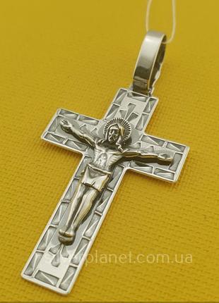 Крестик мужской серебряный. православный нательный кулон из серебра 925 пробы
