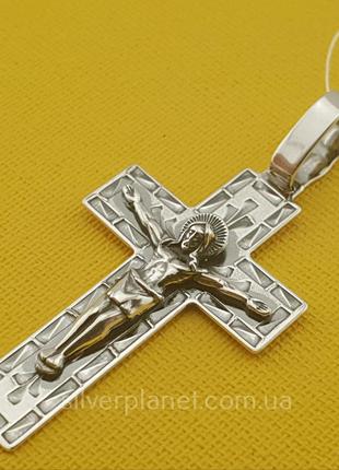 Крестик мужской серебряный. православный нательный кулон из серебра 925 пробы7 фото