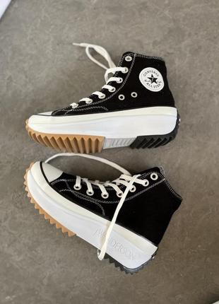Женские кеди converse x jw anderson run star hike hi black 36-37-38-39-40