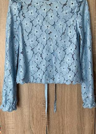 Голубая блузка ажурная4 фото