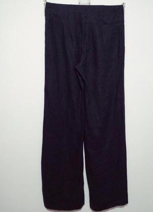 100% лён широкие фирменные льняные брюки высокая поса обалденного базового цвета navy качество5 фото