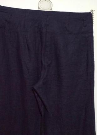 100% лён широкие фирменные льняные брюки высокая поса обалденного базового цвета navy качество6 фото
