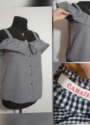 100% котон фирменная натуральная котоновая блуза с открытыми плечами, супер качество!!!