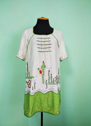 Хлопковое платье дания ручная вышивка