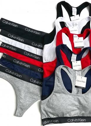 Синій комплект calvin klein чорна резинка. код: с50