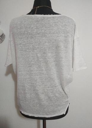 100% лён фирменная льняная базовая белая футболка оверсайз трикотаж супер качество!!!7 фото