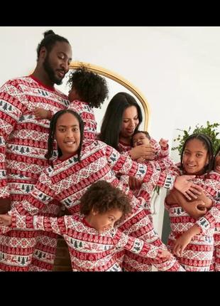 Пижамка новогодняя-режевая принт.family look