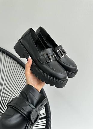Лоферы черные натуральная кожа