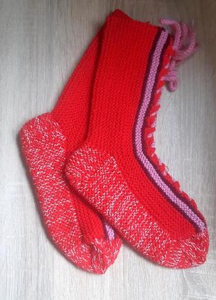 Ярко-красные носки со шнуровкой3 фото