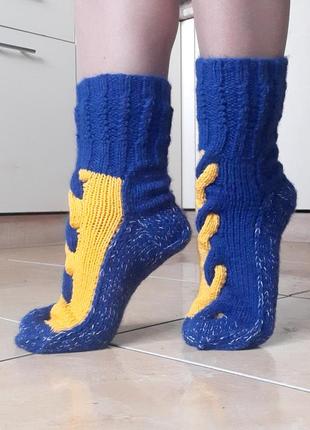 Сине-желтые носки с жгутами2 фото