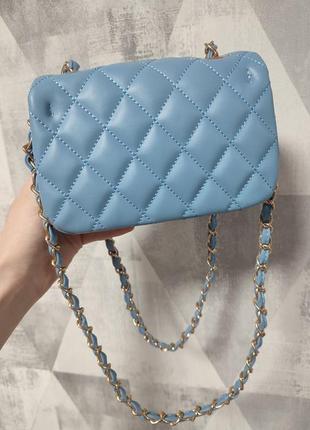 Женская сумка голубая женская сумка мини в стиле?? шанель ✨под стиль chanel мини4 фото