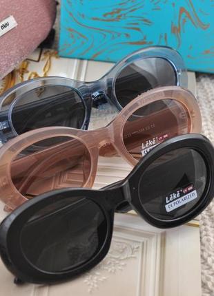 Красивые женские солнцезащитные очки leke polarized в прозрачной оправе9 фото