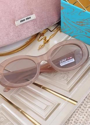 Красивые женские солнцезащитные очки leke polarized в прозрачной оправе3 фото